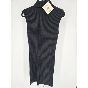 Y2K No Boundaries Juniors Sz L Knee Length Sweater Dress Black Turtleneck NEW